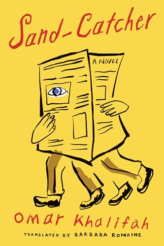 Book cover with a yellow background, red text, and a person reading a newspaper.