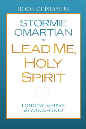 Book cover: "Lead Me, Holy Spirit" by Stormie Omartian, gold text on blue.