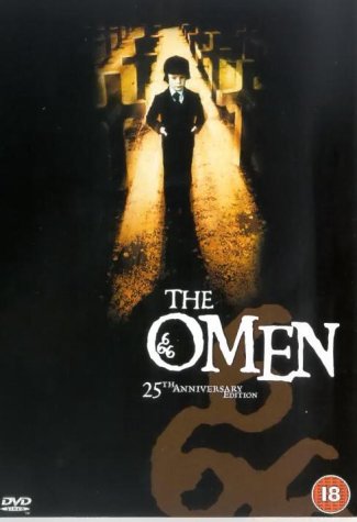 DVD cover for "The Omen" featuring a man in a dark suit.