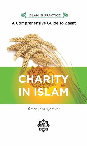 Book cover: "Charity in Islam" with wheat stalks and green background.