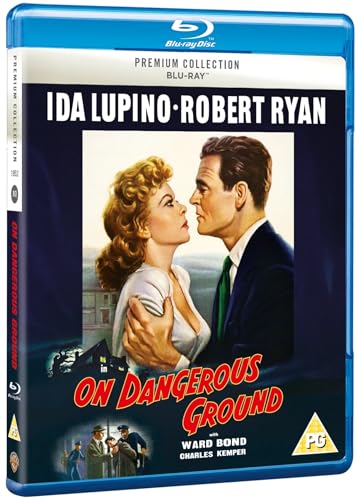 Blu-ray cover art for On Dangerous Ground featuring Ida Lupino and Robert Ryan.