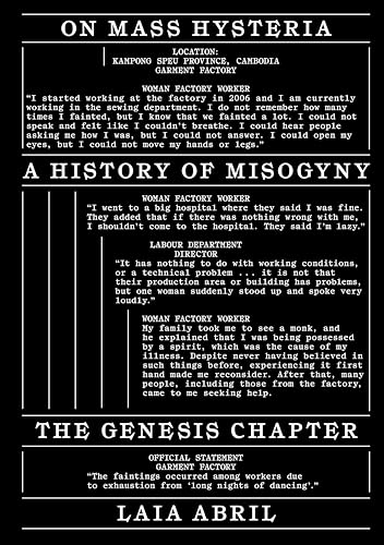 Black and white poster with text detailing accounts of mass hysteria.