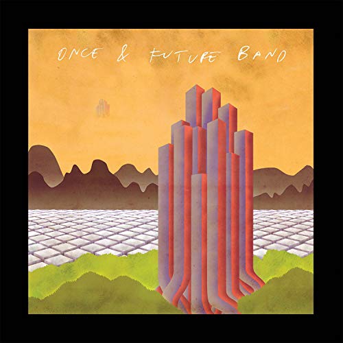 CD cover: abstract landscape with geometric tower, orange and purple tones.