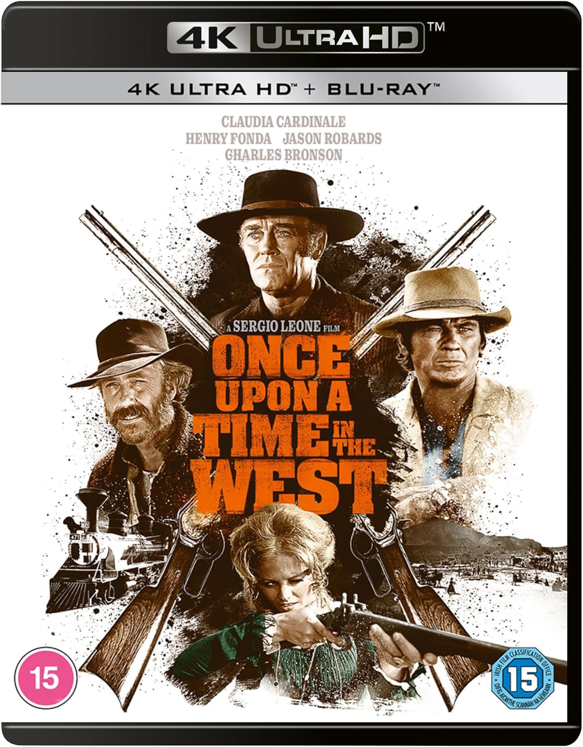Once Upon a Time in the West" Blu-ray cover with film characters.
