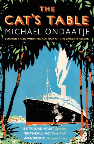 Book cover: "The Cat's Table" with a ship and palm trees illustration.