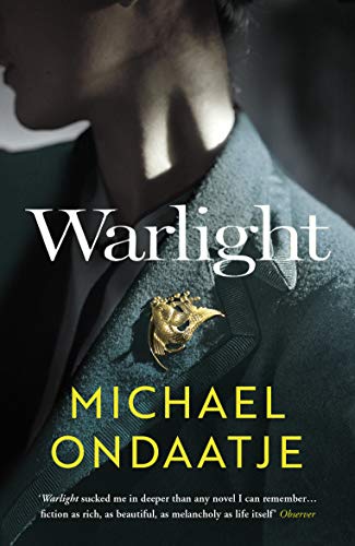 Book cover for “Warlight” by Michael Ondaatje with a bird pin.