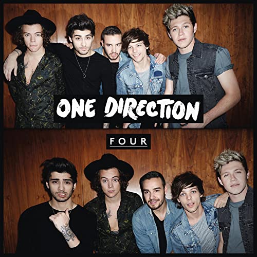 The five members of One Direction posing against a wood-paneled wall.
