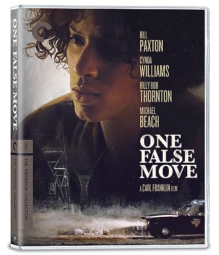 Blu-ray cover for “One False Move” featuring a man’s face and crime scene.