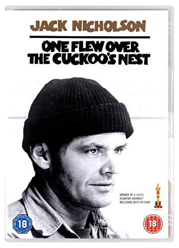 DVD cover for “One Flew Over the Cuckoo’s Nest” featuring Jack Nicholson.