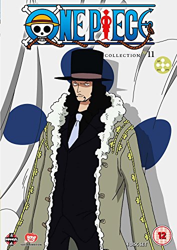 "One Piece Collection 11 DVD cover featuring a character in a long, ornate coat."