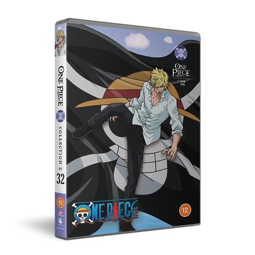 One Piece: Collection 32" DVD cover featuring Luffy in a white shirt.