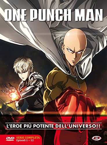 DVD cover for "One Punch Man" featuring Saitama and Genos.