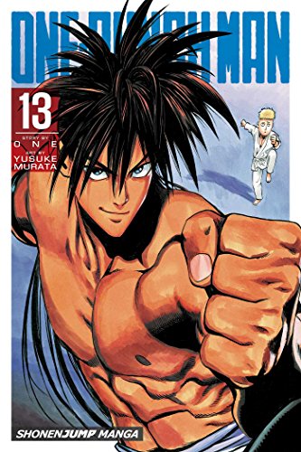 One-Punch Man" manga volume 13 cover featuring a determined Saitama and King.