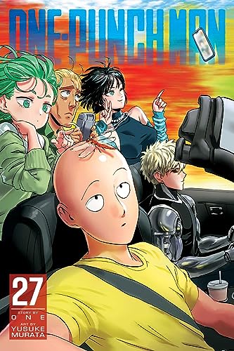 Comic book cover with five characters in a car against a colorful background.