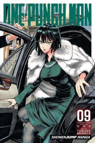 A woman with black hair in a green dress and fur coat exits a car.
