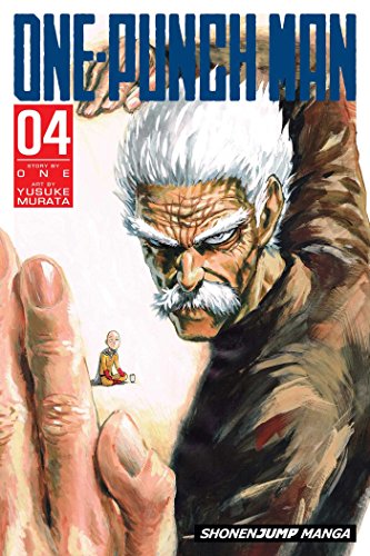 Colorful manga cover featuring superhero One-Punch Man in dynamic pose with city background.