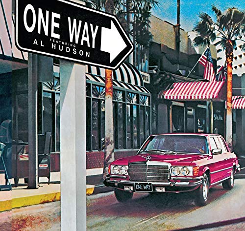 CD cover featuring a pink car, street sign, and palm trees.