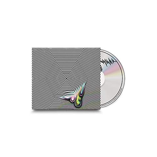 CD case with optical illusion design and a silver compact disc.