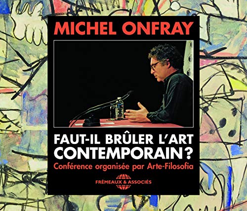 CD cover featuring Michel Onfray speaking at a table against an abstract art background.