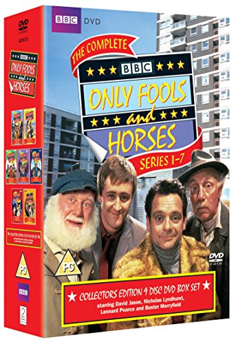 DVD box set cover for Only Fools and Horses Series 1-7 featuring four actors.