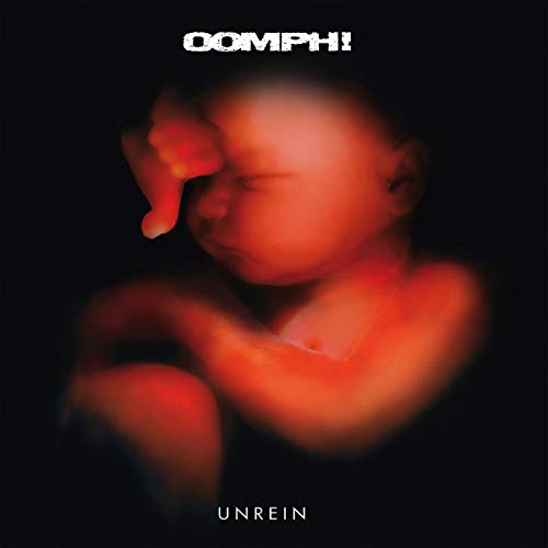 Album cover with a red, blurry fetus image on a black background.