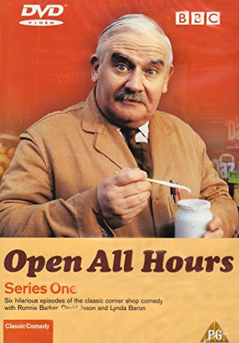 DVD cover for “Open All Hours” featuring Ronnie Barker as Arkwright.
