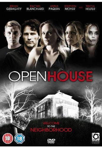 DVD cover for Open House featuring five actors above a dark house and trees.