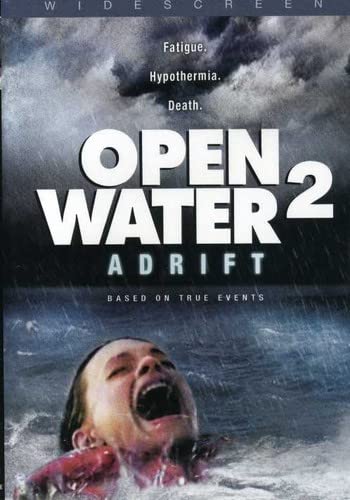 DVD cover for "Open Water 2: Adrift" featuring a woman in stormy water.