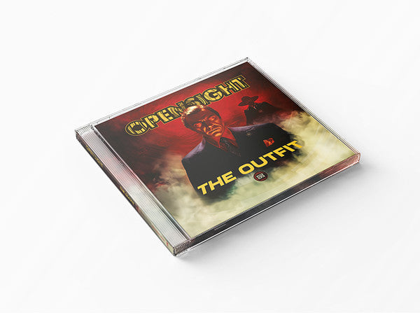 Opensight's "The Outfit" CD case, showing a shadowy figure in red.