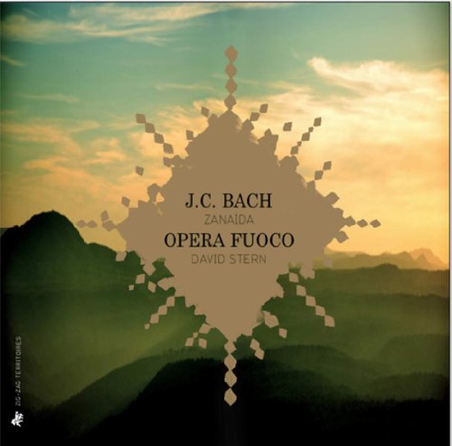 CD cover for J.C. Bach’s “Zanaida” with mountain landscape background.