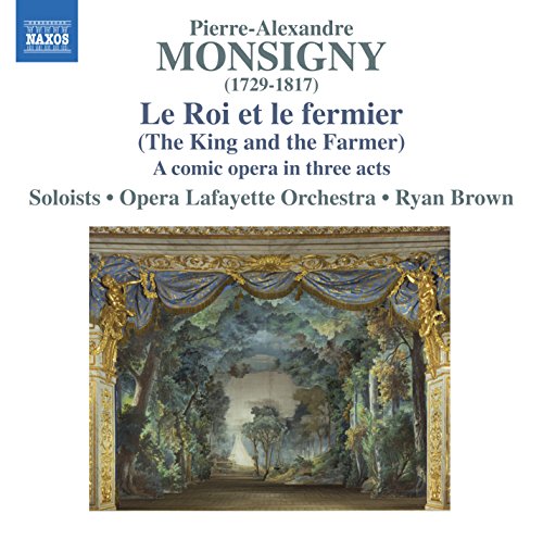 CD cover for Monsigny’s “Le Roi et le Fermier” opera, stage backdrop.