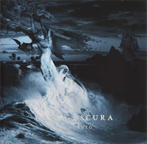 Dark fantasy album cover with a figure amidst waves and trees.