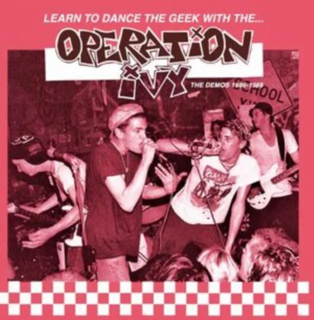 Album cover for Operation Ivy’s “Learn To Dance The Geek” with band members.