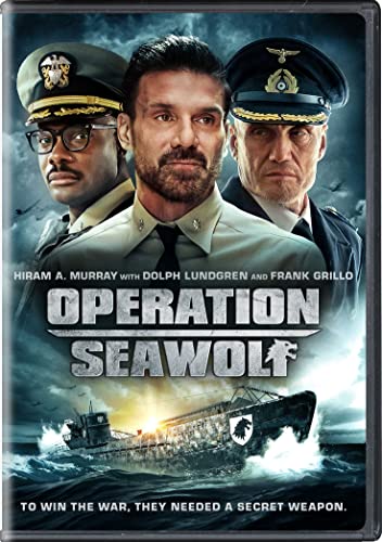 DVD cover for “Operation Seawolf” featuring three men and a submarine.