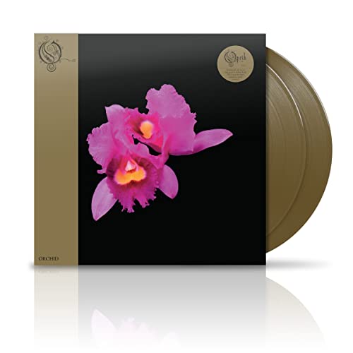 Opeth's "Orchid" gold vinyl record with pink orchid album art.