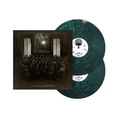 Opeth double vinyl record with teal-colored discs and dark album cover.