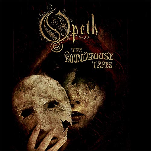 "Album cover for Opeth's 'The Roundhouse Tapes' featuring a person holding a broken mask."
