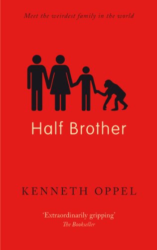Red book cover with silhouetted family and the title "Half Brother".