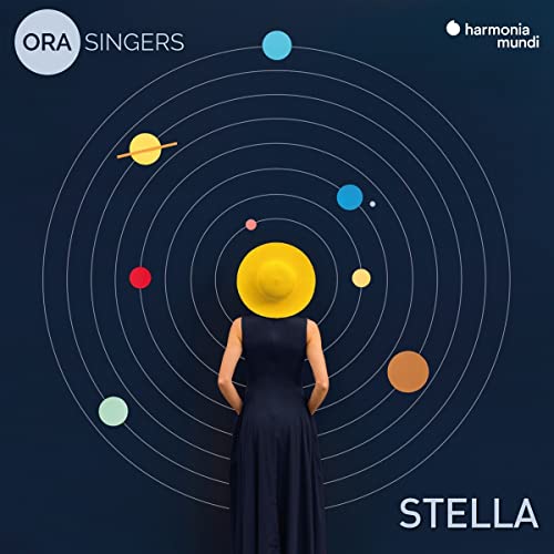 CD cover: woman viewing a colorful, stylized planetary system.