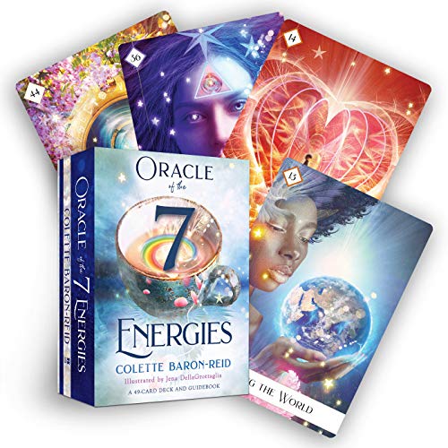 Oracle card deck and guidebook with colorful, spiritual imagery.