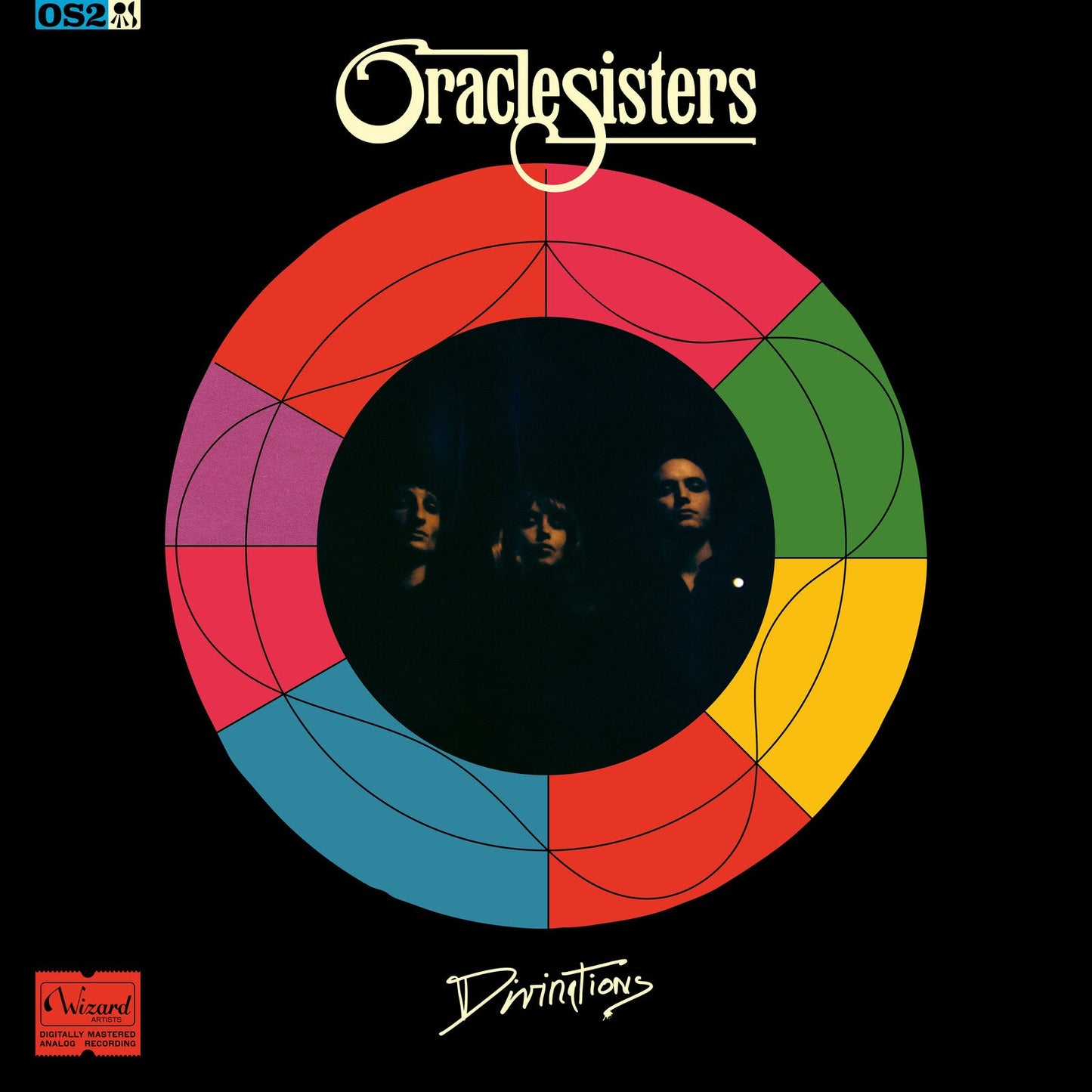 Oracle Sisters album cover: colorful radial design with a band portrait.