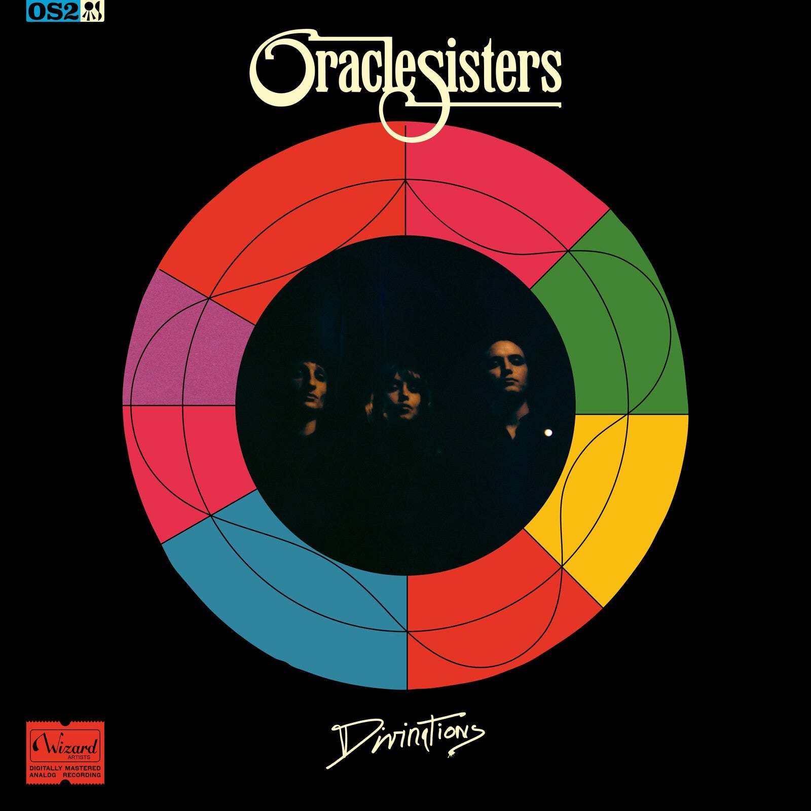 Oracle Sisters album cover: colorful radial design with a band portrait.