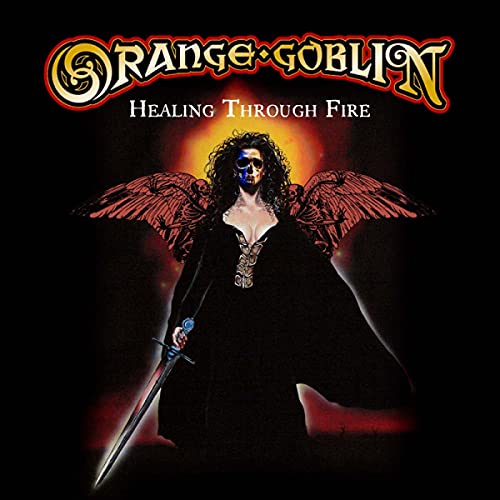 CD cover: winged figure with sword, fiery background, band logo.