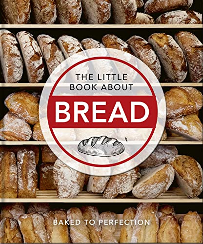 Book cover with bread illustration and loaves on wooden shelves.