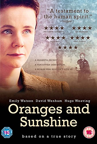 DVD cover for “Oranges and Sunshine” featuring Emily Watson and a young girl.