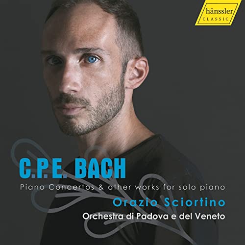 CD cover featuring a portrait of Orazio Sciortino with text for C.P.E. Bach.