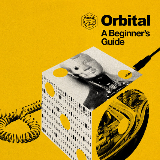 CD cover for "Orbital - A Beginner's Guide" with retro tech collage.