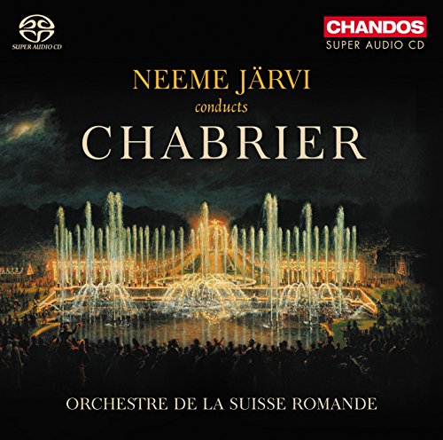 CD cover featuring a painting of illuminated fountains at night with text above.