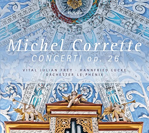 CD cover for Michel Corrette Concerti Op. 26 featuring an ornate blue ceiling fresco.