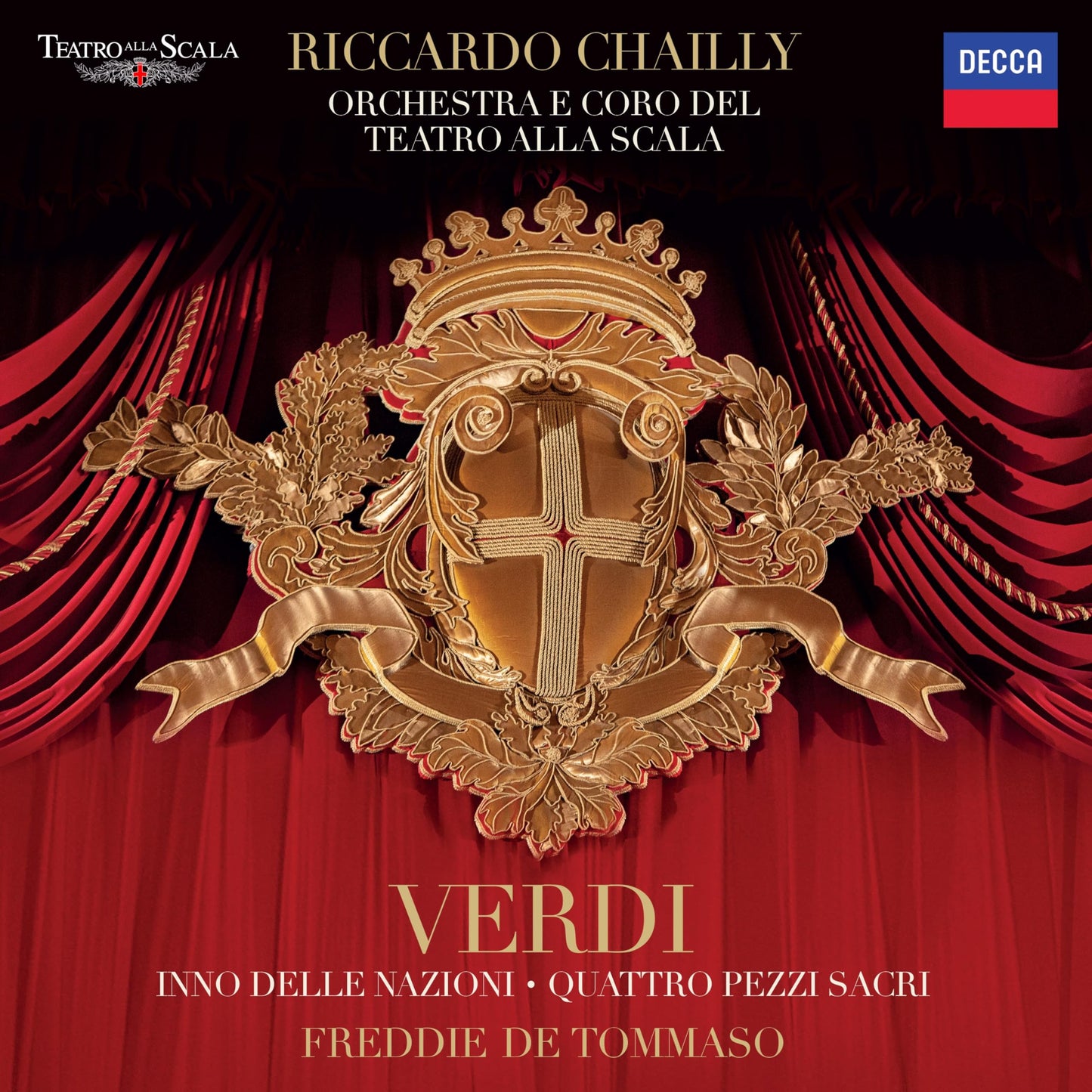 CD cover for Verdi’s “Inno delle nazioni” featuring gold crest imagery.